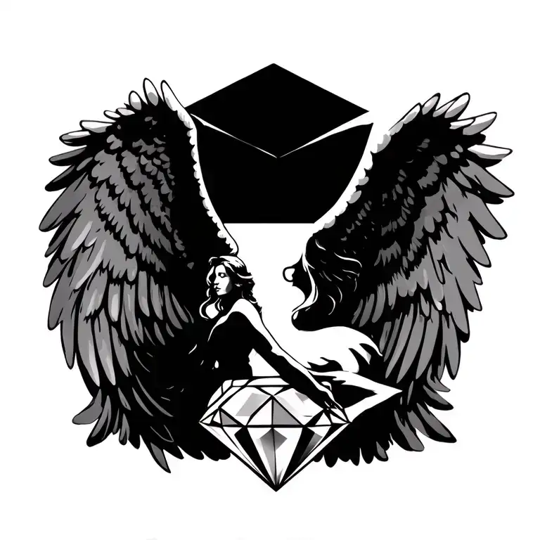 Diamond With Angel Wings Flying