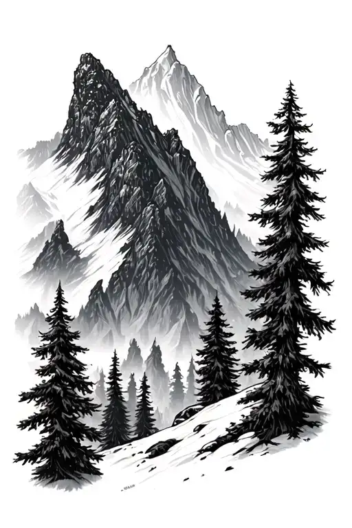 Forest With A Mountain Range And One Of The Mountains Is A Norwegian Troll