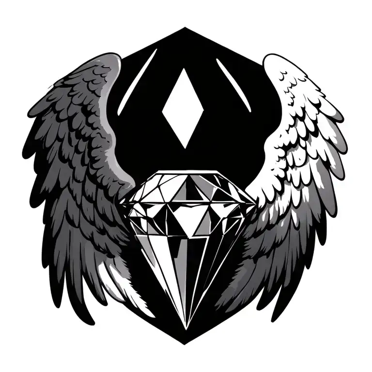 A Diamond That Has Angel Wings Spread No Background