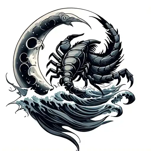 Wind Blowing With Sea Wave With Scorpio Zodiac Sign Eith Moon