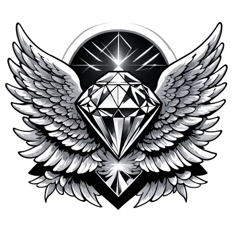 A Diamond With Spread Angel Wings Spread Wide Sideways Without Background To The Image
