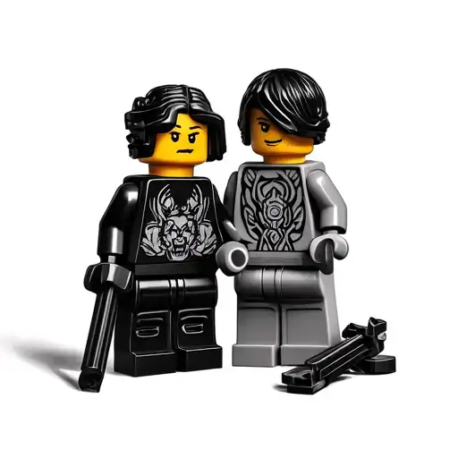 Lego Technic And Minifigure Holding A Double