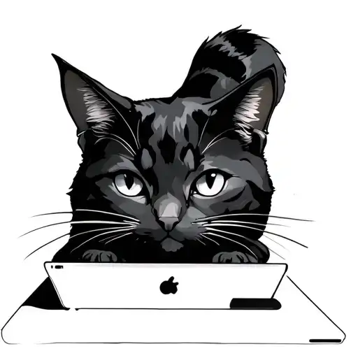 Cat With Laptop Minimalistic