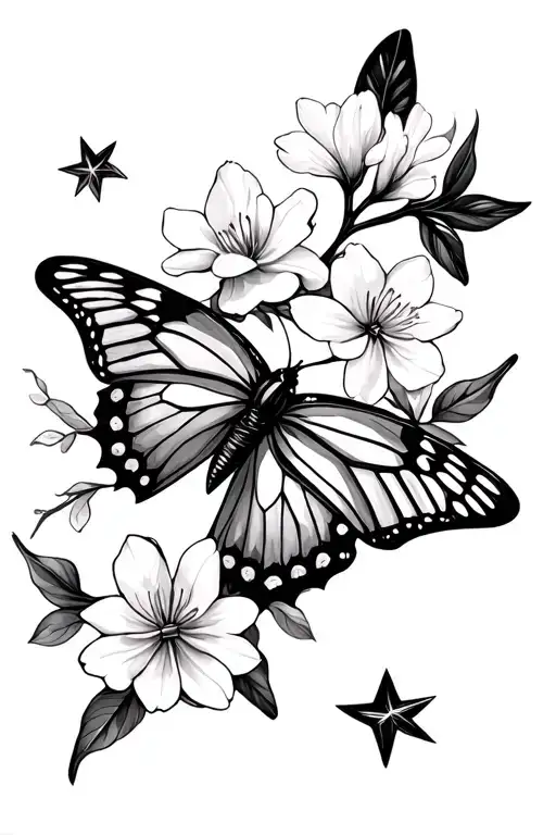 Mandala Stars Cherry Blossom Freesia Butterfly
