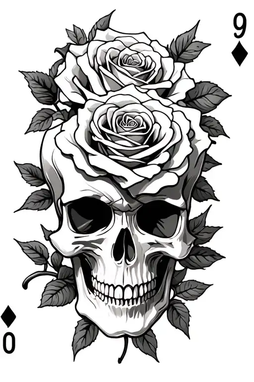 Skull Roses Cards Forming The Shape