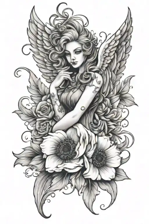 Angelwings W Anemone Flower Surrounded