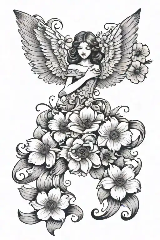 Angelwings W Anemone Flower Surrounded No People