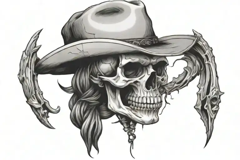 Cowboy And Skull Wearing