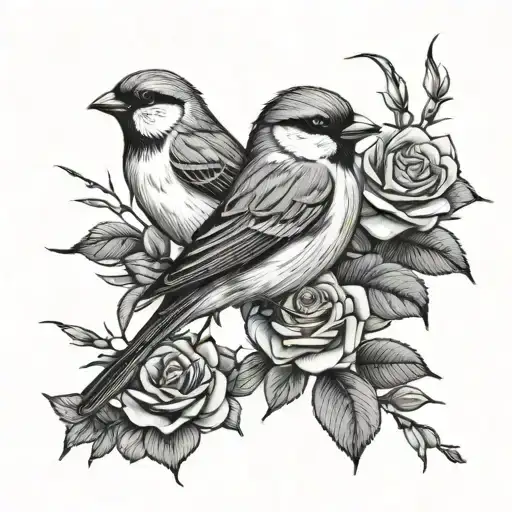 Sparrow And Roses Fine Minimalist