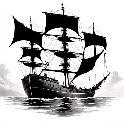 3 Mast Sailing Vessel With Homeward Bound Bannner