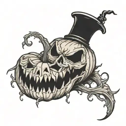 Rotting Pumpkin Head Tattoo Holding