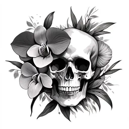 Skull And Orchids
