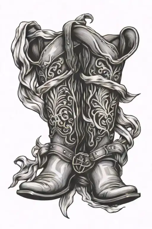 Cowboy Boots At The Base Of The Cross