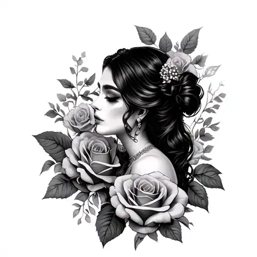 Chonita In Incursive With Roses Around It