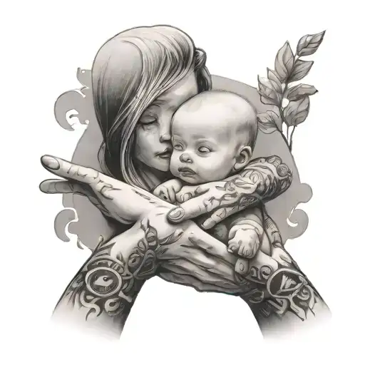 Baby Boy Holding Mom And Dad Hand