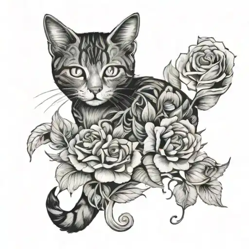 Cat With Flowers