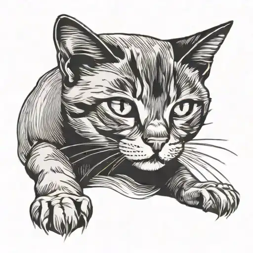 Minimalist Cat Playing