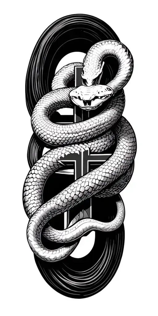 Vector Elongated Snake Silhouette Snakes Slithering Wrapped Around Crucifix