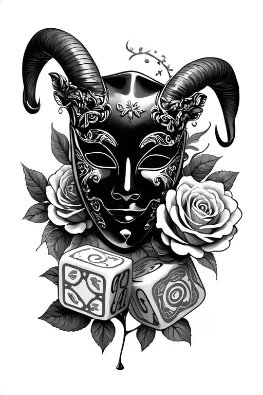 Theater Mask Money Roses Aries Zodiac Sign Dice Rolling