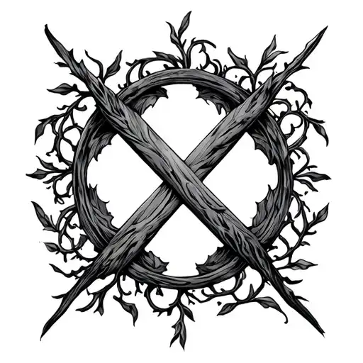 Cross With Circle Of Vines Around It