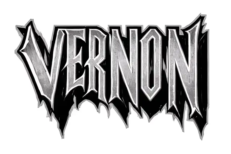 Block Lettered Font With The Name Vernon