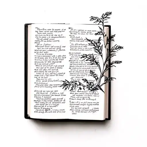 Just The Word Poetry On A Book With Small Simple Plants Growing Out Minimal