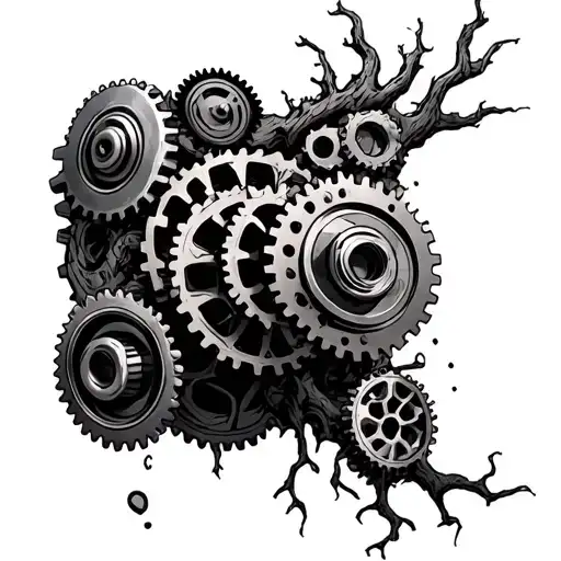 Cogwheels Covered With Roots