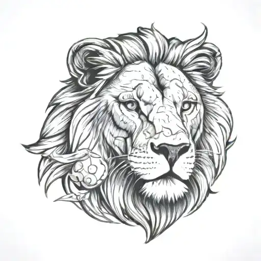 A Majestic Lion Portrait With A Baseball Diamond Incorporated Into The Mane