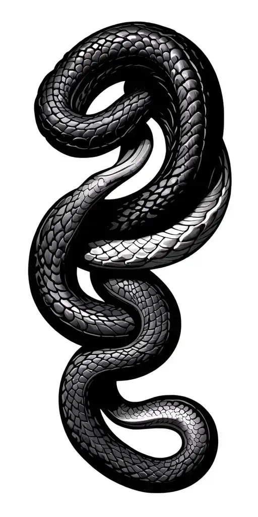 Simple Silhouette Illustration Of Two Coiled Snakes Two Twisted Snakes