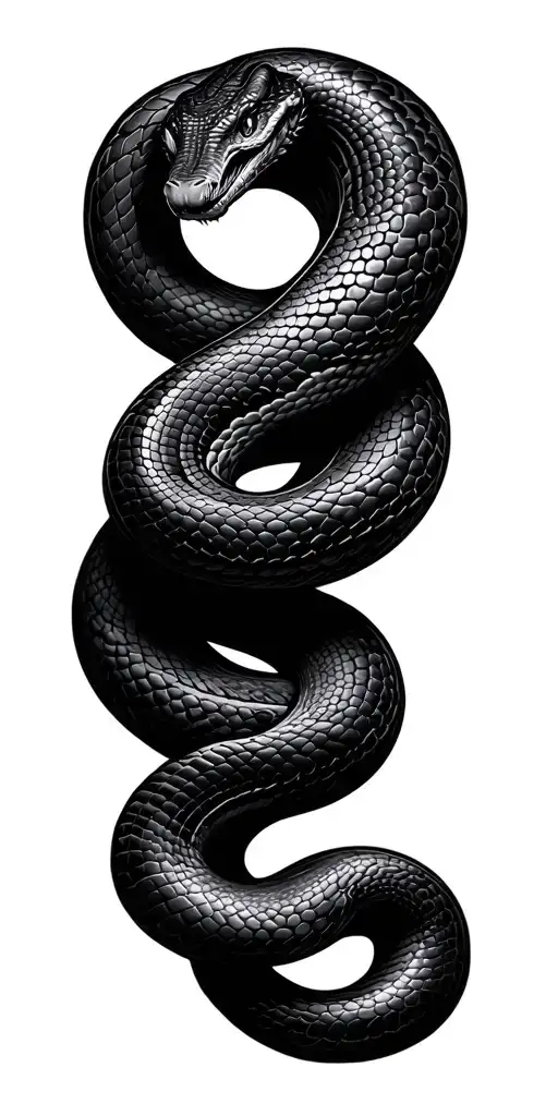 Elegant Black Snakes Coiled Snake Wrapped