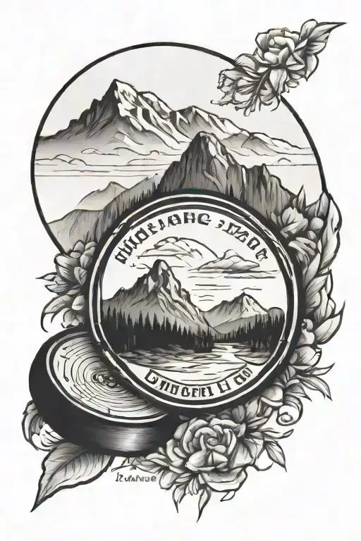 Hockey Puck With Birth Date And Mountains In Back