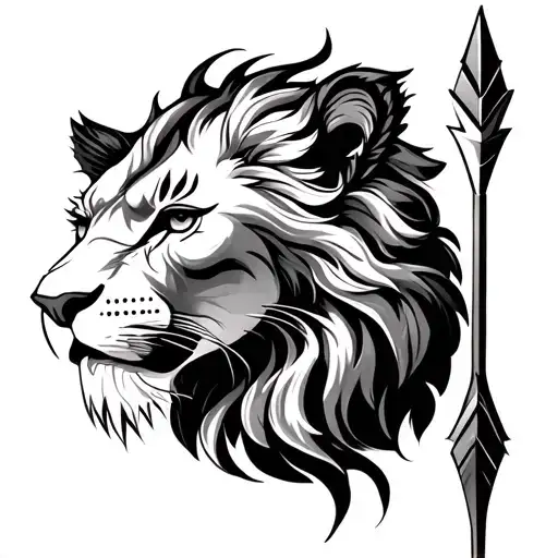 Create A Tattoo Design For Me With A Leo Zodiac Symbol On A Arrow