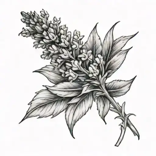 Lavender Growing From Left To Right Side Of Chest