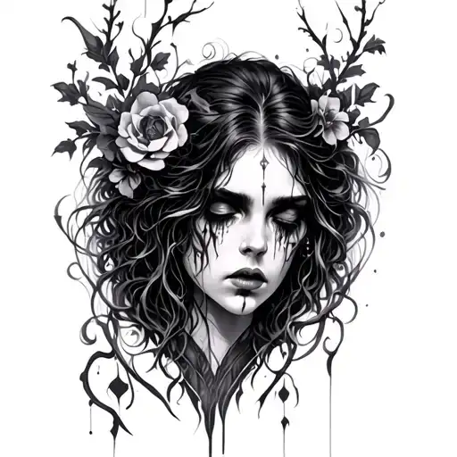 Art Noveau Dark Gothic Tattoo Weeping Somber