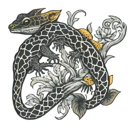 Crested Gecko And Leopard Gecko Intertwined Vines