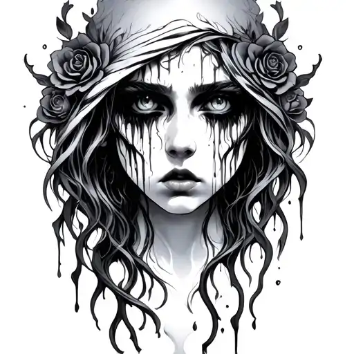 Art Noveau Dark Gothic Tattoo Weeping Somber