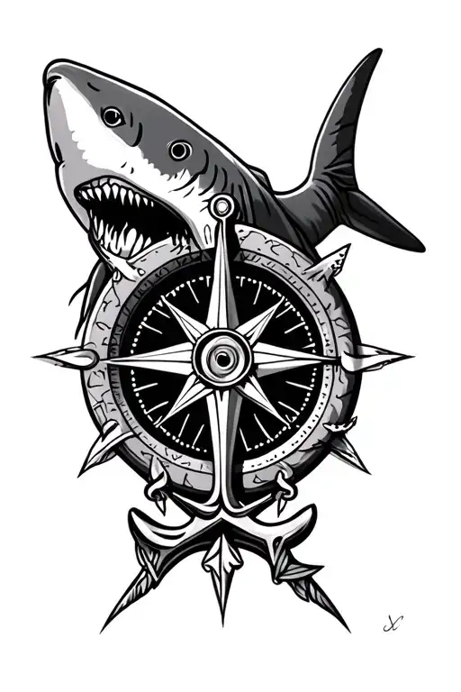 Shark Anchor Compass Rose