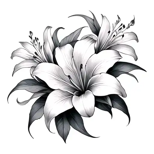 Flowy Tiger Lily Flowers Around Shoulder Ethereal