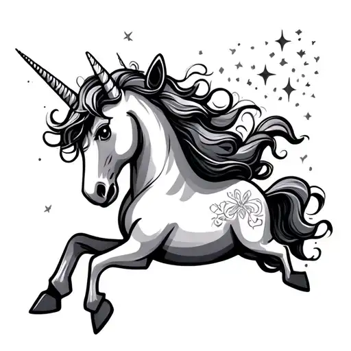 Whimsical Rearing Unicorn With Sparkles
