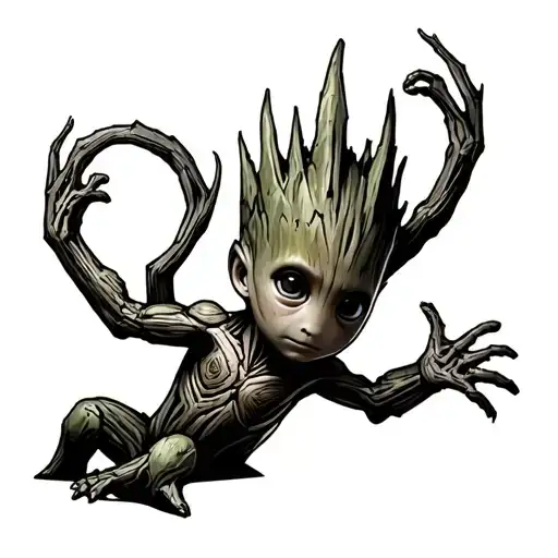 Baby Groot Loking Back