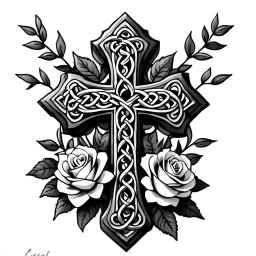 Celtic Cross With Roses