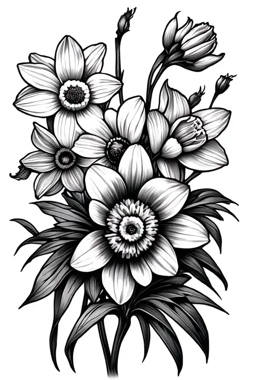 Daffodil And Cosmos Flowers