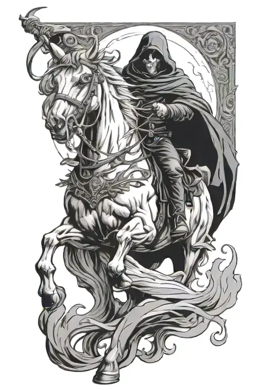 Grim Reaper On Pale Horse Bucking