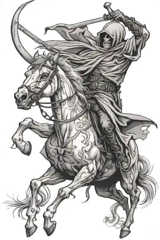 Grim Reaper On Pale Horse Bucking