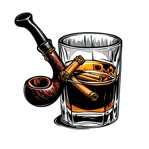 Whiskey And Tobacco Pipe Shaped Like