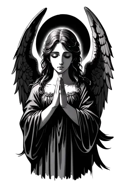 Anime Angel Holding Praying Hands Touching