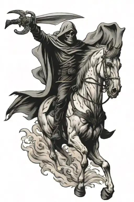 Grim Reaper On Pale Horse Bucking