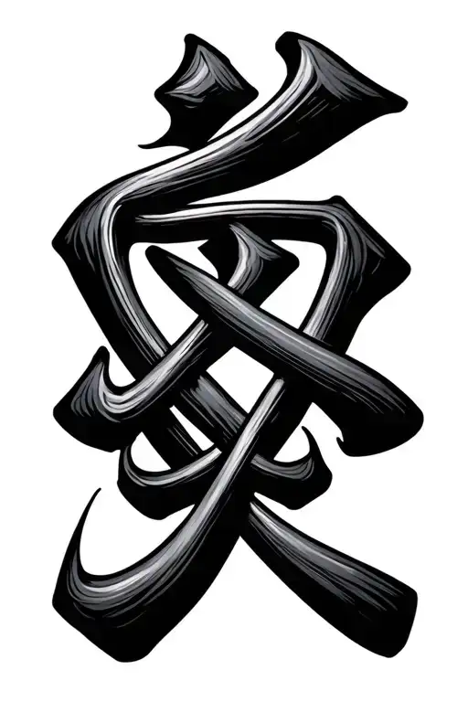 Japanese Kanji Intertwined Infinity Symbols