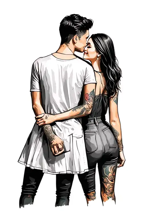 Couple In The Streets Of Paris Marked
