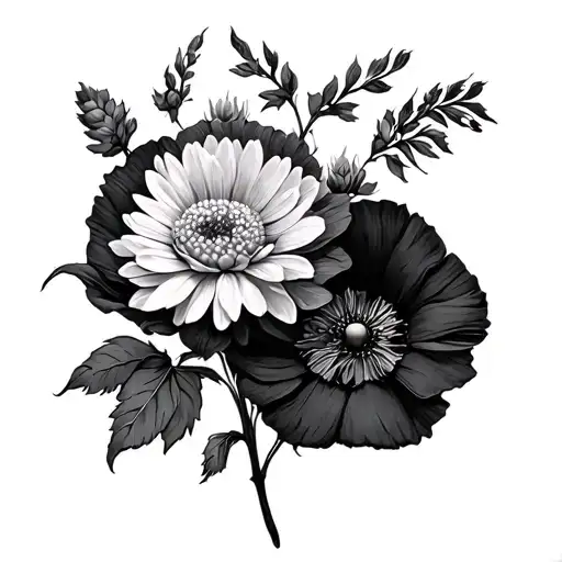 Chrysanthemum Flower And A Poppy Flower